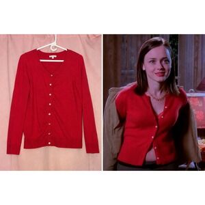 VTG Gap Red Pin Up Cardigan Sweater Womens M Cashmere Blend Y2K Rory